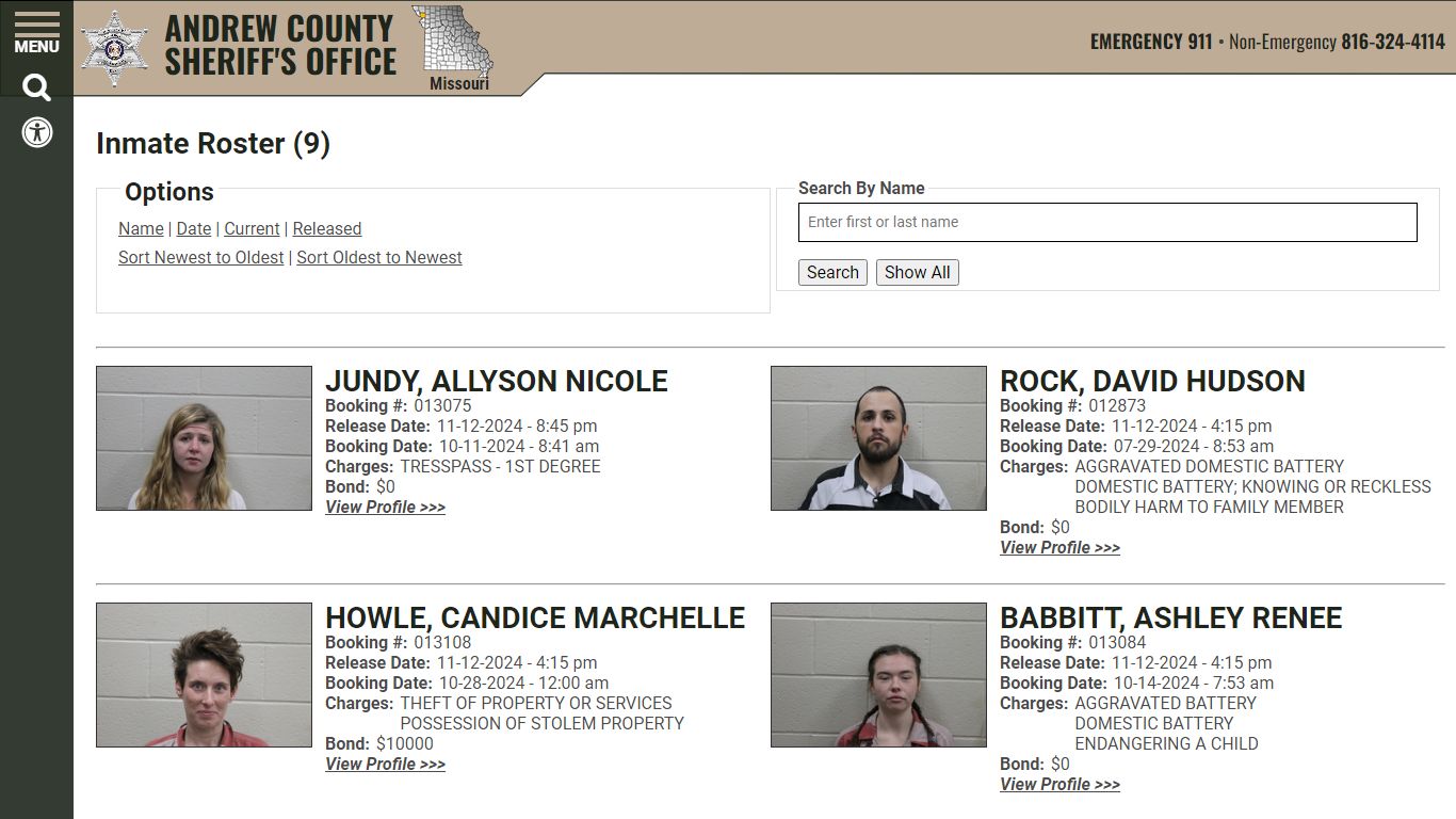 Inmate Roster (1) - Andrew County Sheriff